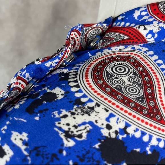 Dodo Bar Or Patti Silk Button Snap Blouse In Blue Paisley Women's Size 46 US L - Picture 9 of 10